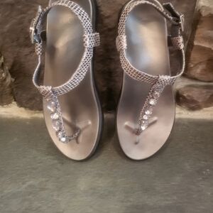 Vionic Metallic Sandals with Rhinestone Accents